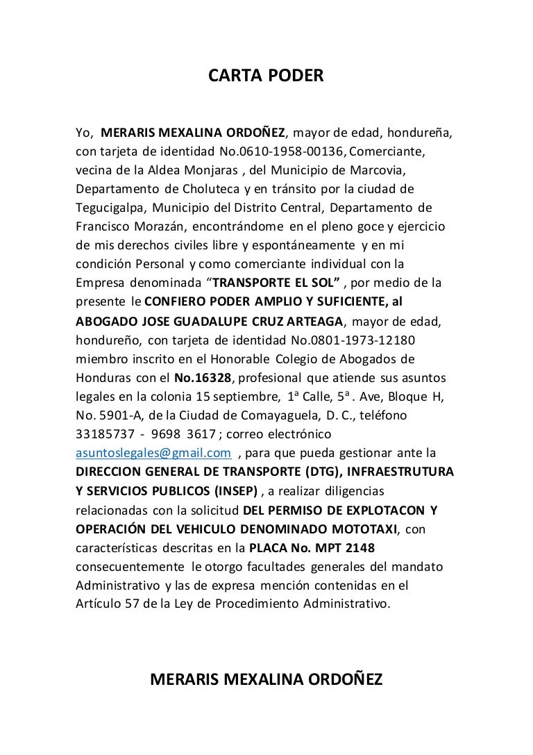 Carta Poder Carta Poder